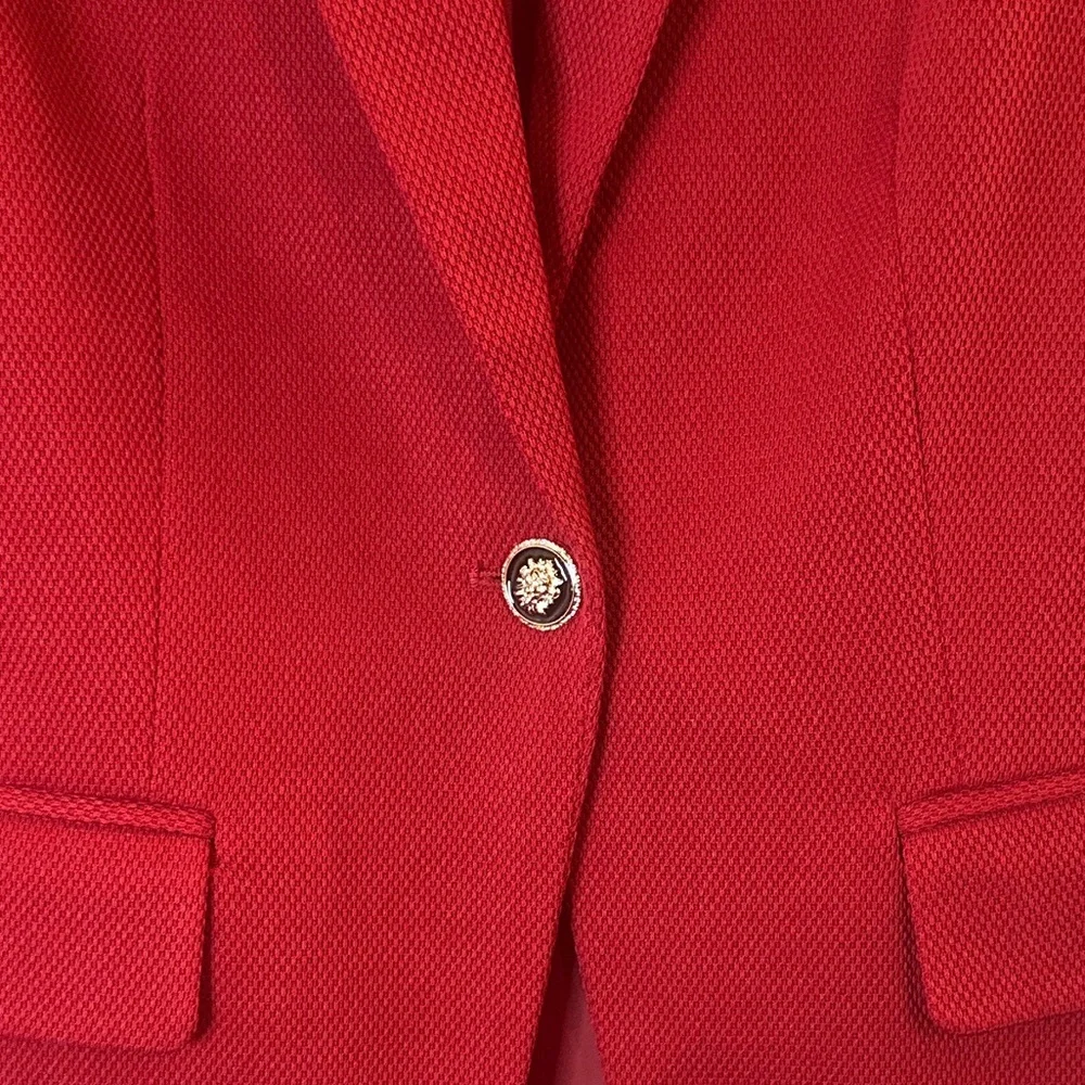 Julian Leopold Studio Red Textured Blazer Jacket Women Preppy Career Classic S - Picture 5 of 8